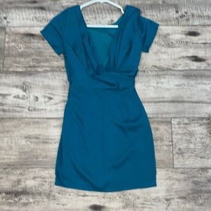 Blue/green open front dress